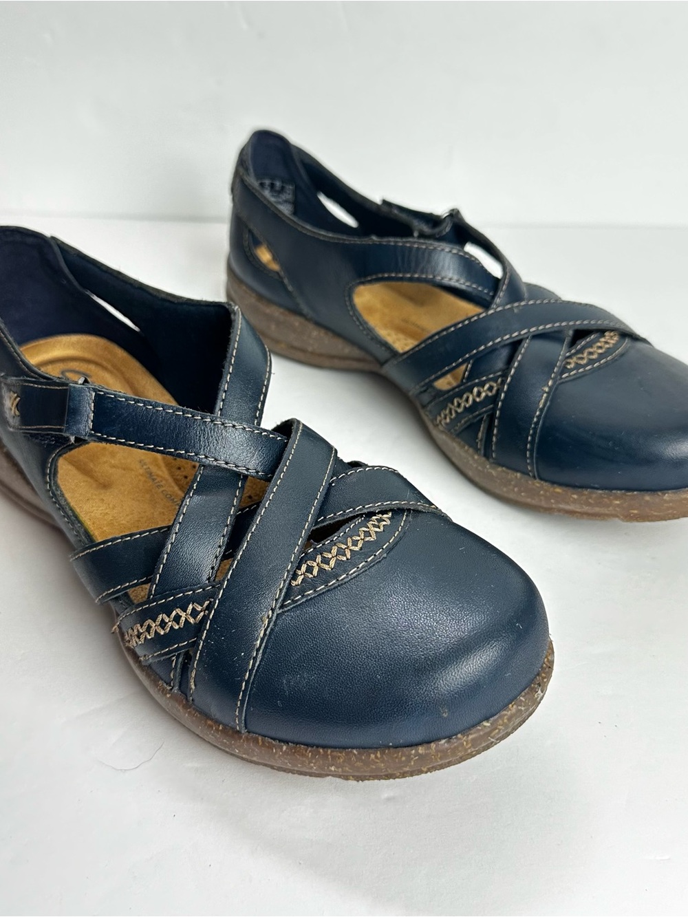 Clarks Cloud steppers Roseville Mary Jane Shoes Women's 7.5 EU 38 Blue Leather